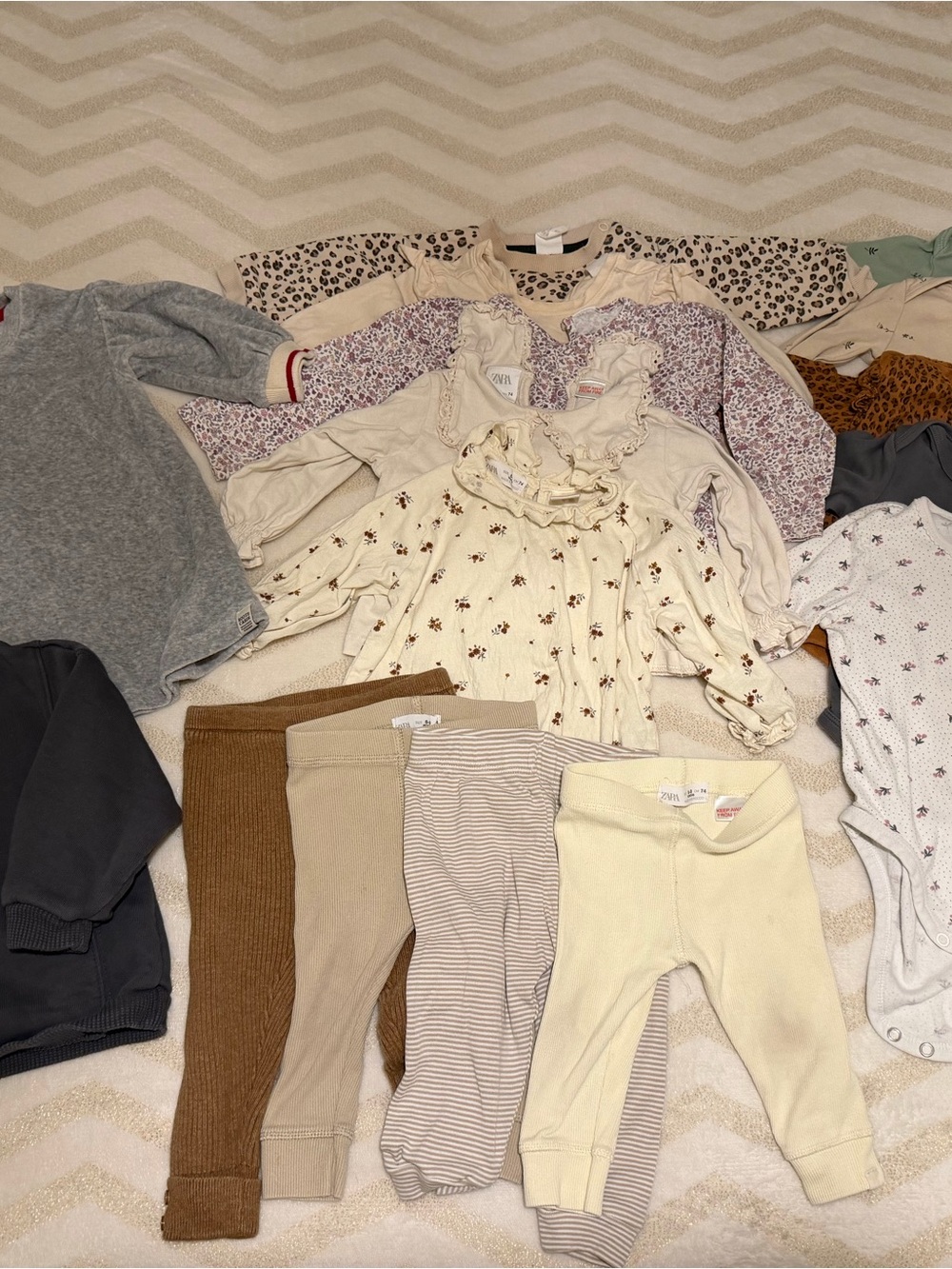 Zara Cream Floral Ruffle Long-Sleeve Top